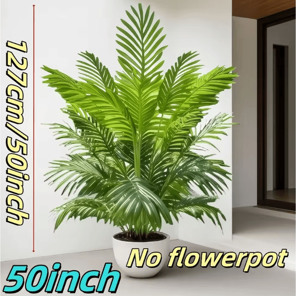 50Inch Artificial Palm Tree Lush Tropical Decor For Indoor Outdoor Spaces 2