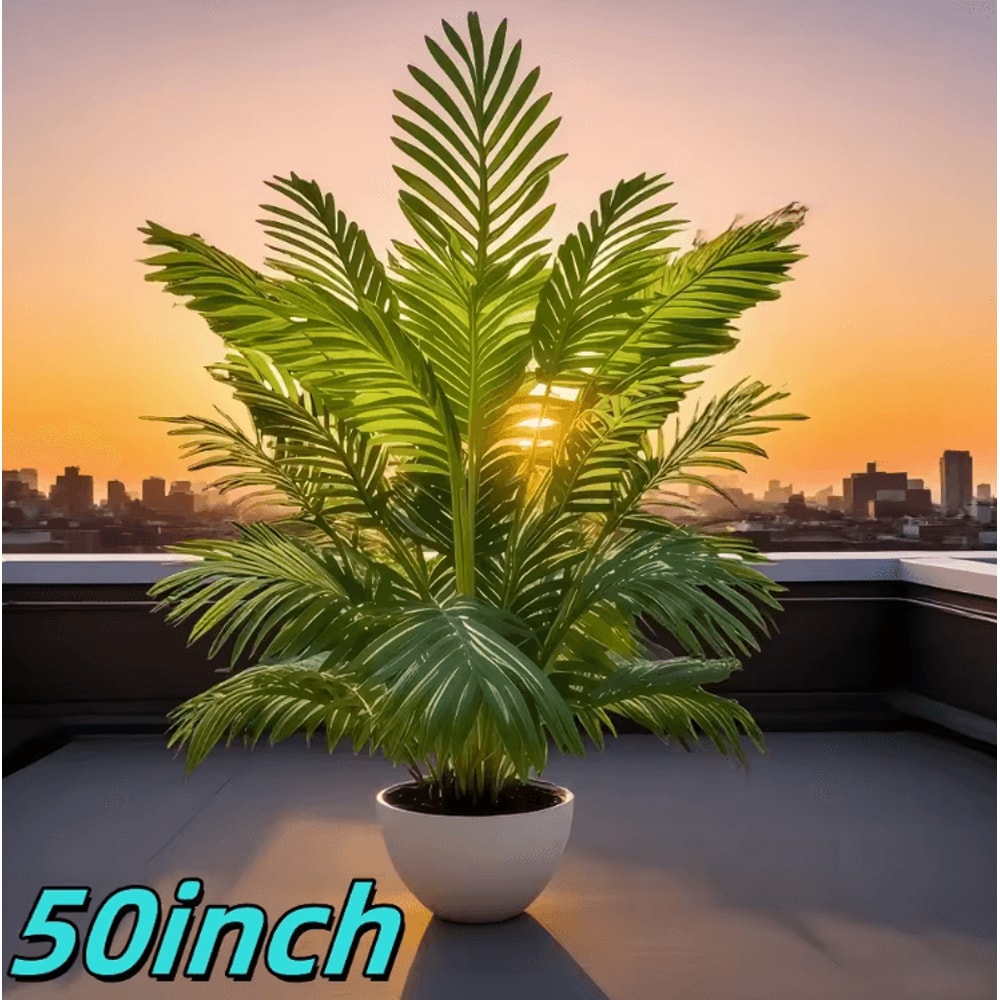 50Inch Artificial Palm Tree Lush Tropical Decor For Indoor Outdoor Spaces 4