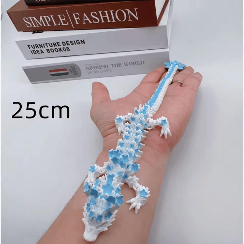 3D Printed Cherry Blossom Dragon Articulated Fantasy Desk Ornament With Movable Joints 2