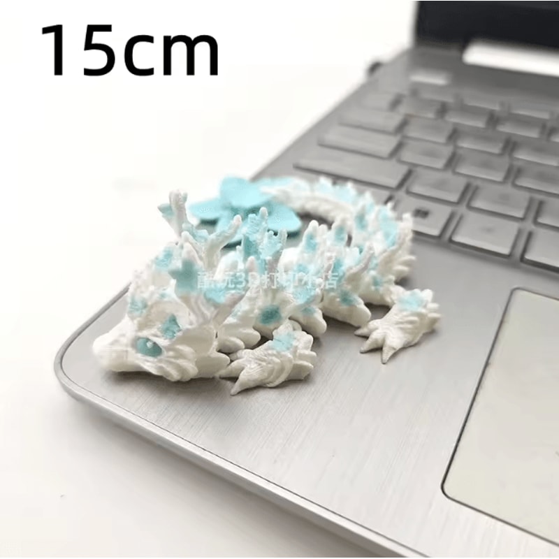 3D Printed Cherry Blossom Dragon Articulated Fantasy Desk Ornament With Movable Joints 3