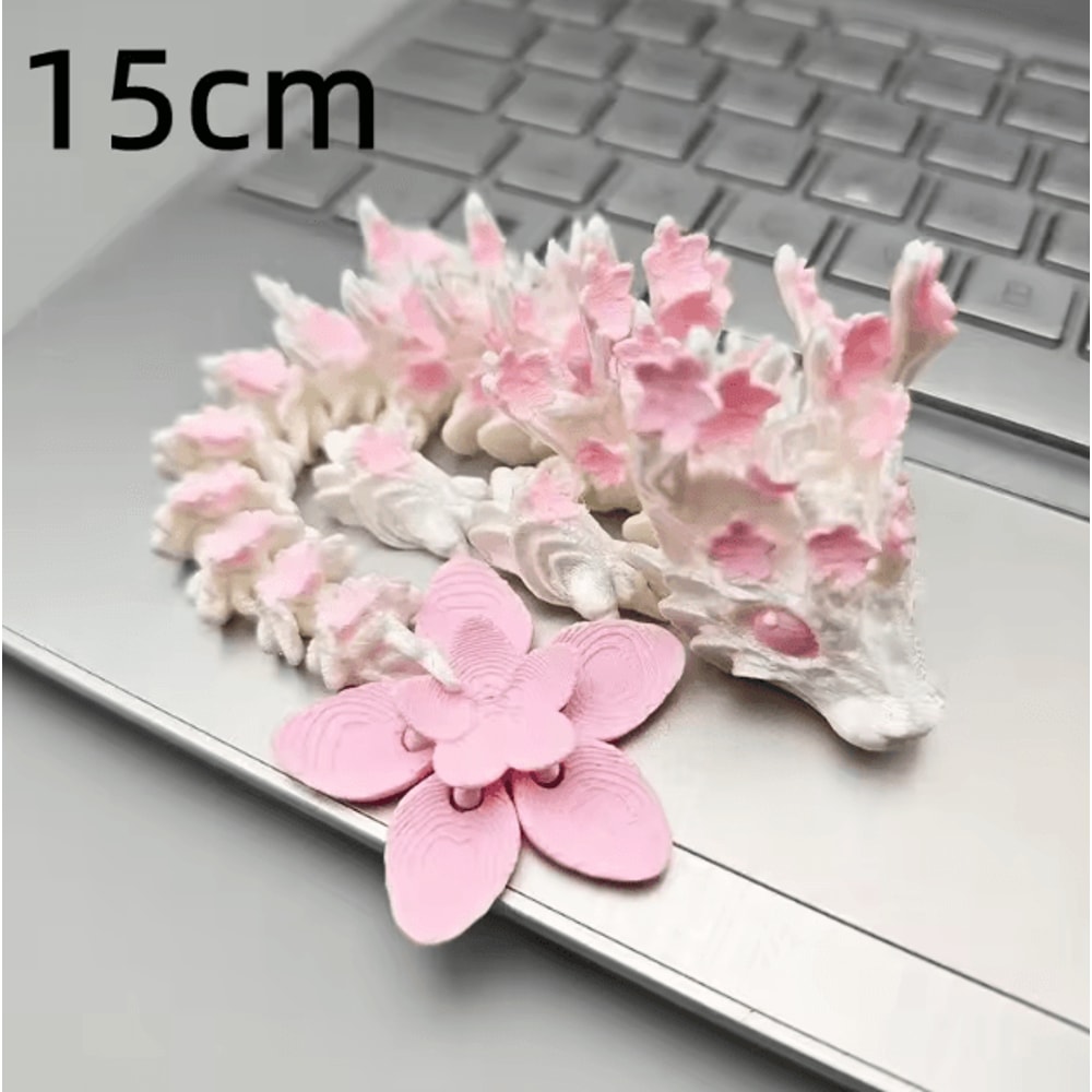 3D Printed Cherry Blossom Dragon Articulated Fantasy Desk Ornament With Movable Joints 5