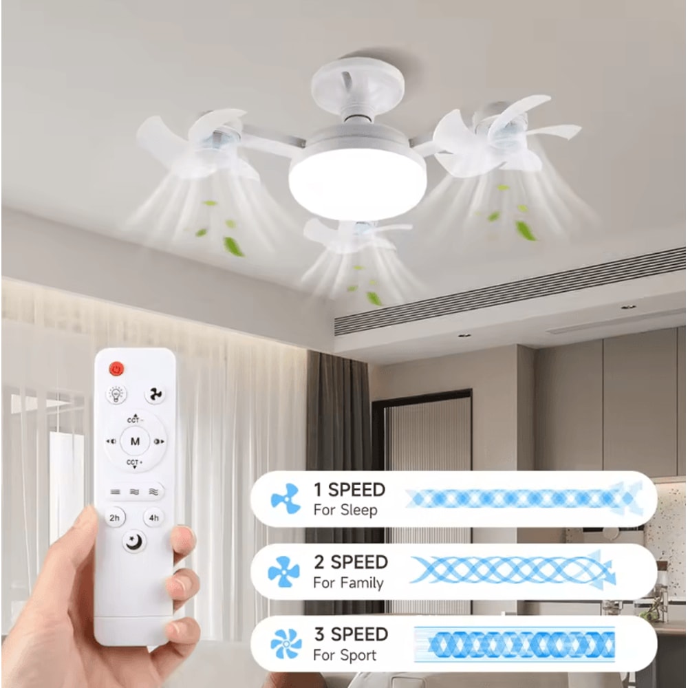 Modern LED Ceiling Fan With Light Remote Control 3Speed Silent Cooling Fan 0