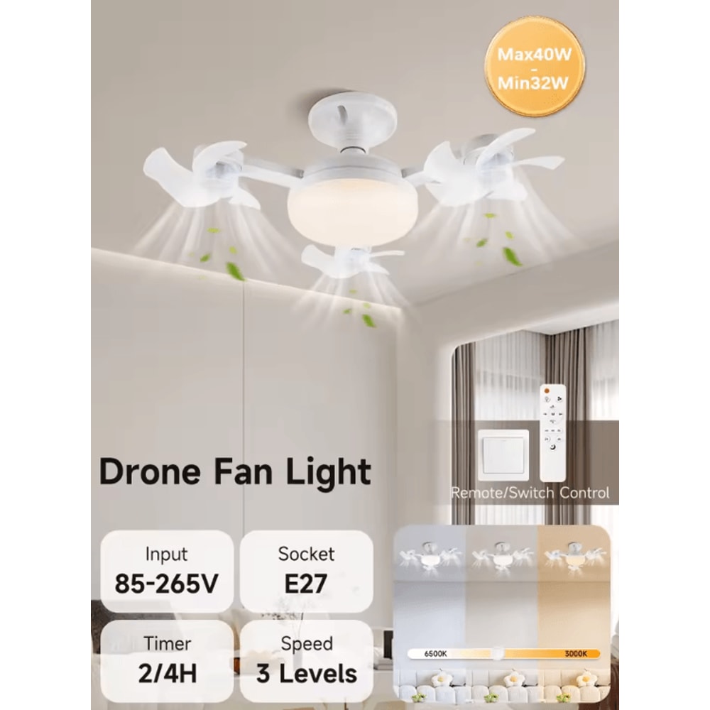 Modern LED Ceiling Fan With Light Remote Control 3Speed Silent Cooling Fan 2