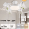 Modern LED Ceiling Fan With Light Remote Control 3Speed Silent Cooling Fan 3