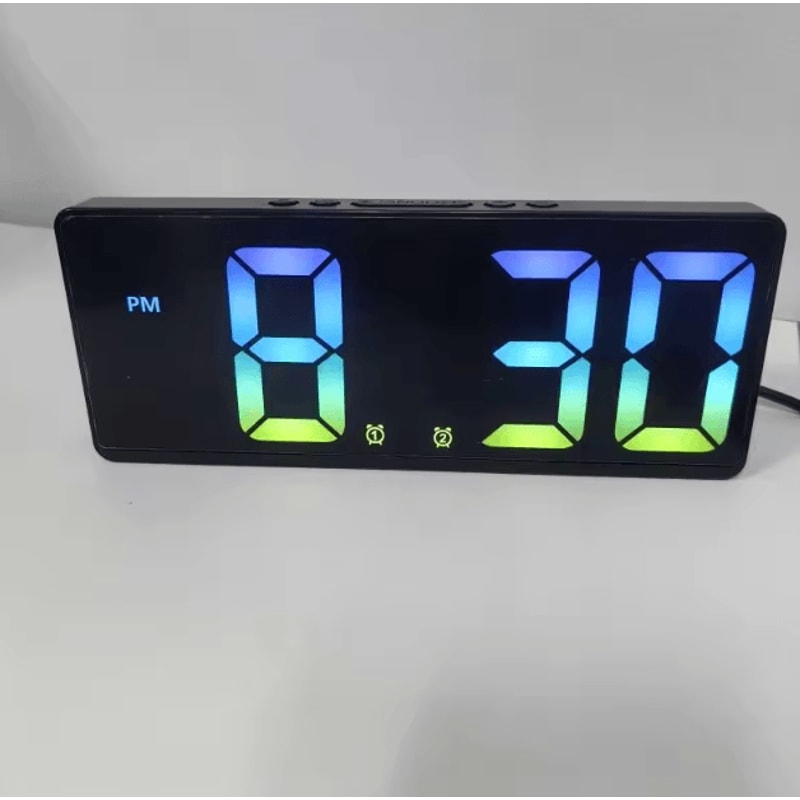 Smart Voice Control LED Digital Alarm Clock Temperature Display Snooze Night Mode 7