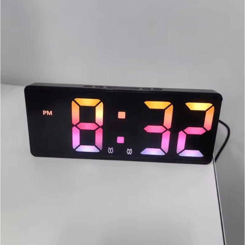 Smart Voice Control LED Digital Alarm Clock Temperature Display Snooze Night Mode 8