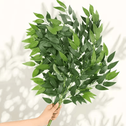 10pcs artificial italian ruscus greenery stems – realistic faux leaves for wedding & home decor