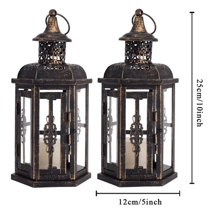 Vintage Nordic Black Iron Candle Lantern Hanging Aesthetic Candle Holder For Home Events 3