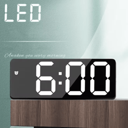 voice control led mirror alarm clock – smart digital clock with temperature & snooze