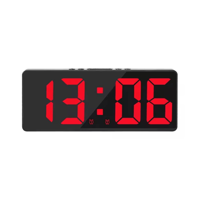 Voice Control LED Mirror Alarm Clock Smart Digital Clock With Temperature Snooze 9