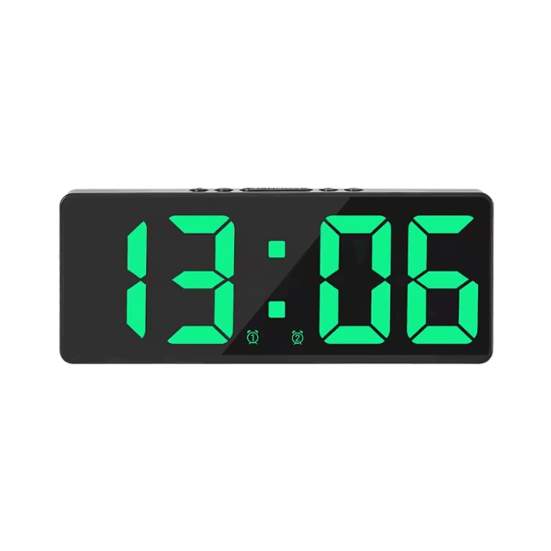 Voice Control LED Mirror Alarm Clock Smart Digital Clock With Temperature Snooze 7