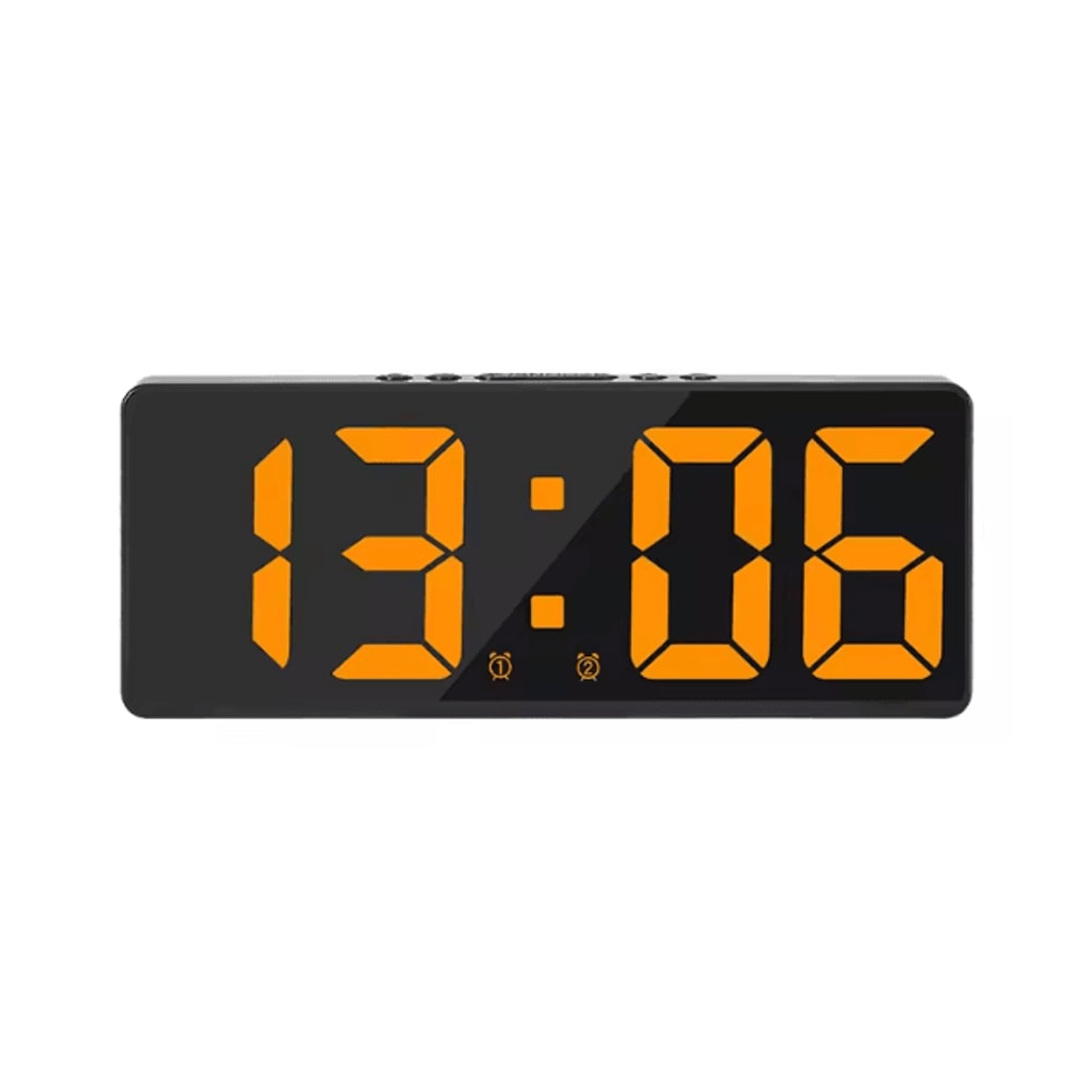 Voice Control LED Mirror Alarm Clock Smart Digital Clock With Temperature Snooze 8