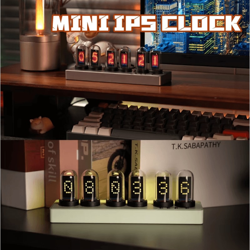 WiFi RGB Nixie Tube Clock Smart IPS Digital Alarm Clock With Custom Display 1