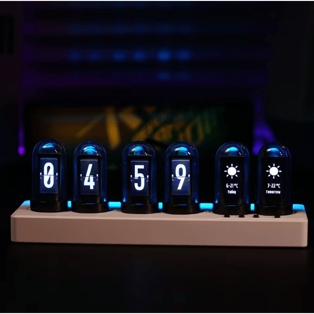 WiFi RGB Nixie Tube Clock Smart IPS Digital Alarm Clock With Custom Display 2