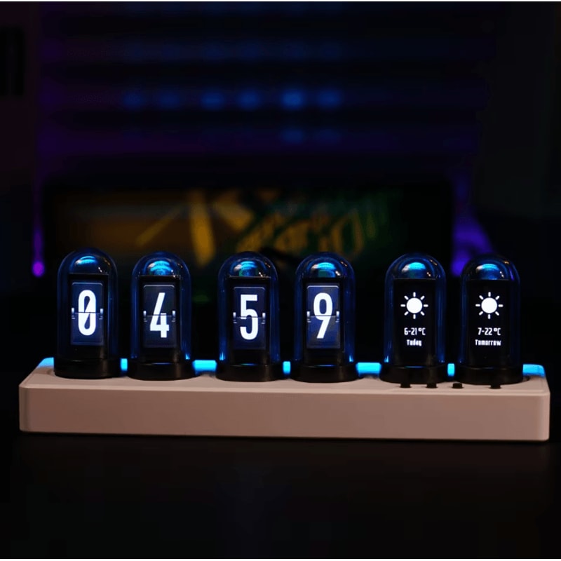 WiFi RGB Nixie Tube Clock Smart IPS Digital Alarm Clock With Custom Display 2