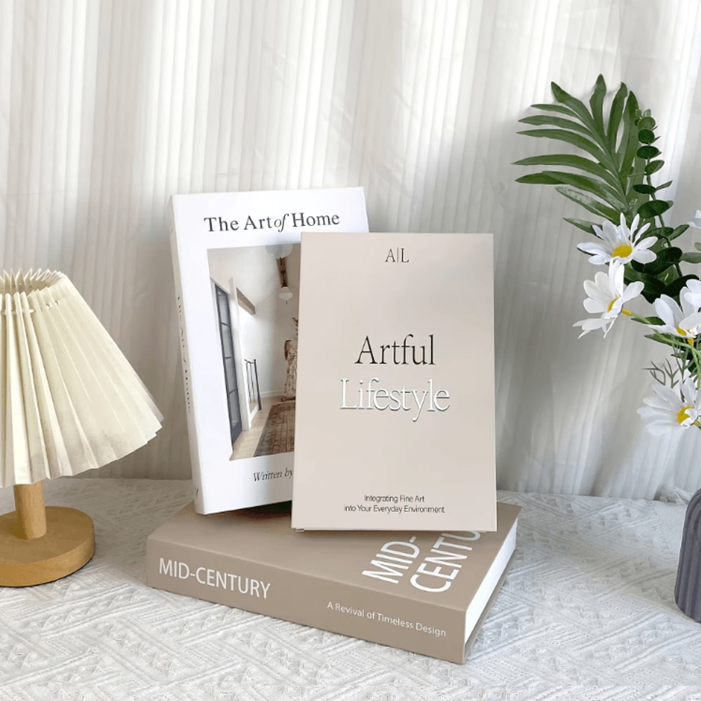 3 Pieces Of Home Decoration Paper Fake Books Exquisite Simulation Books Brown White And Beige Home 2
