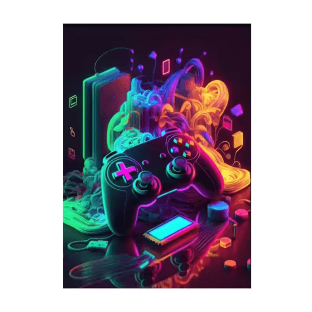 3PCS Gaming Room Canvas Wall Art Punk Gamepad Posters For Gamer Room Decor 3