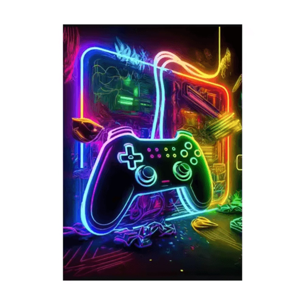 3PCS Gaming Room Canvas Wall Art Punk Gamepad Posters For Gamer Room Decor 4