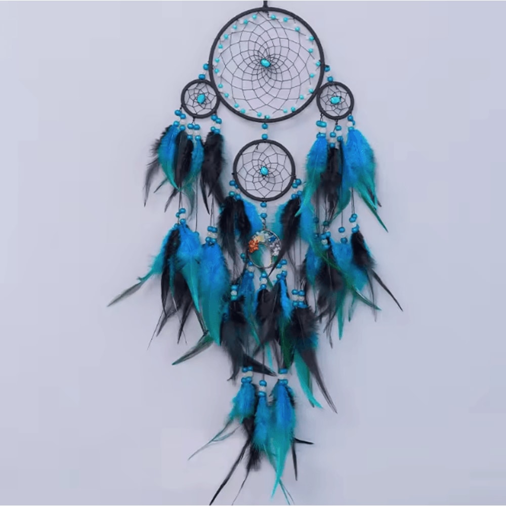 Vintage Tree Of Life Dream Catcher Wind Chime Boho Hanging Decor With Natural Stones 3