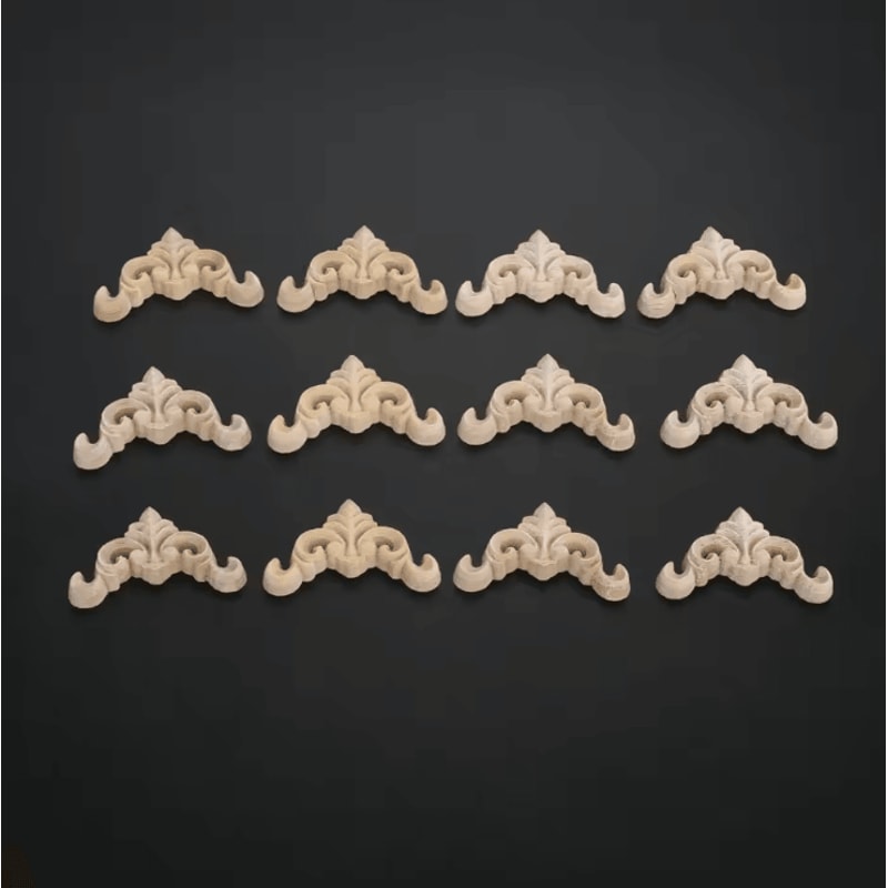 16PCS Wood Carved Applique Set Decorative Corner Decals For Furniture Wall Design 1