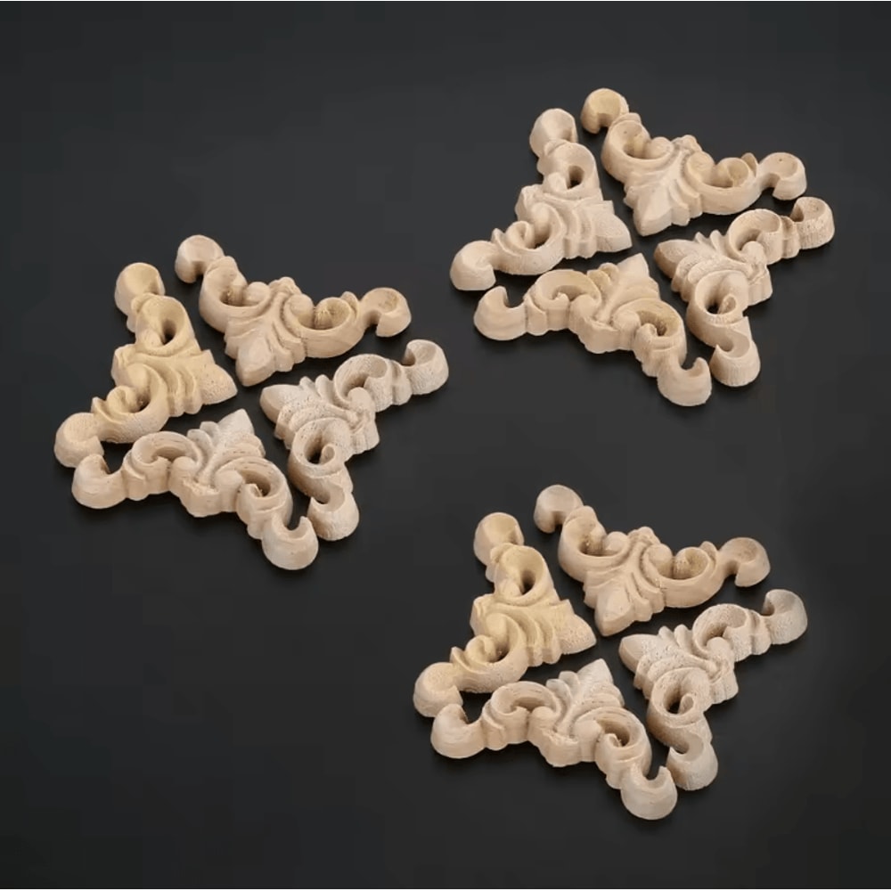 16PCS Wood Carved Applique Set Decorative Corner Decals For Furniture Wall Design 2