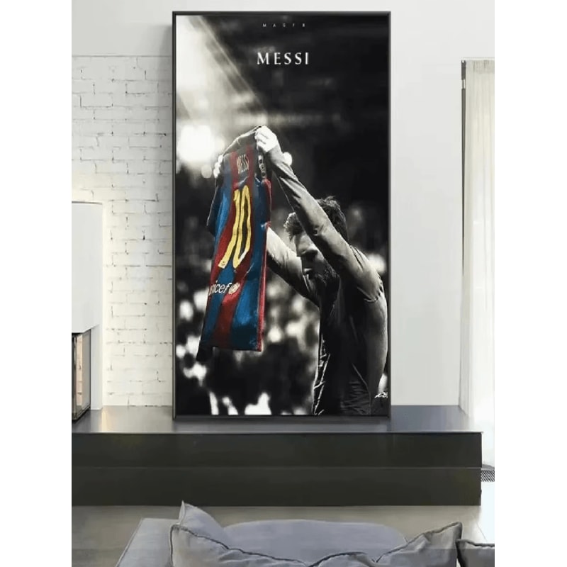 Lionel Messi Vintage Canvas Wall Art HD Football Star Poster For Home Fan Decor 1