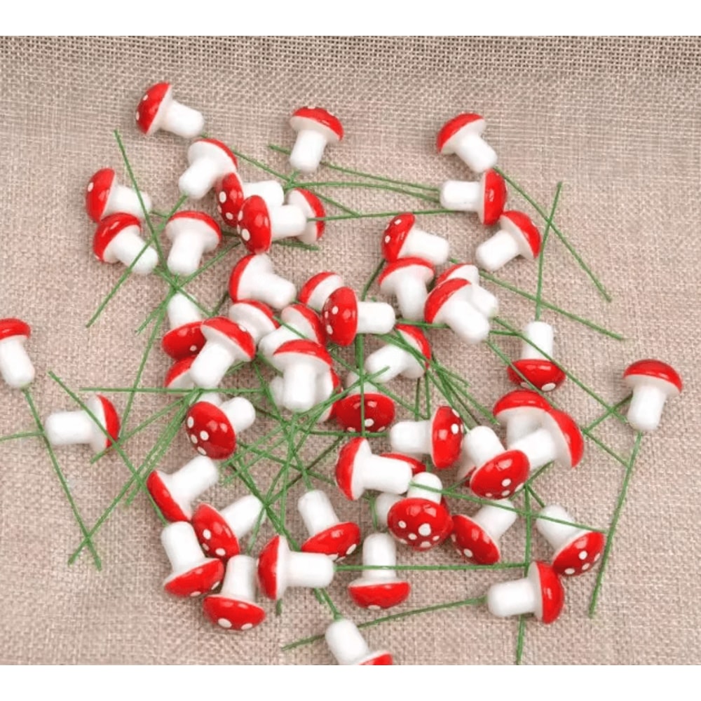 Mini Red Mushroom Garden Decor Artificial Fairy Garden Miniatures For DIY Landscape Bonsai 4