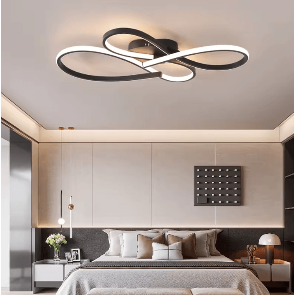 Modern LED Ceiling Light Black Minimalist Flush Mount Chandelier 0