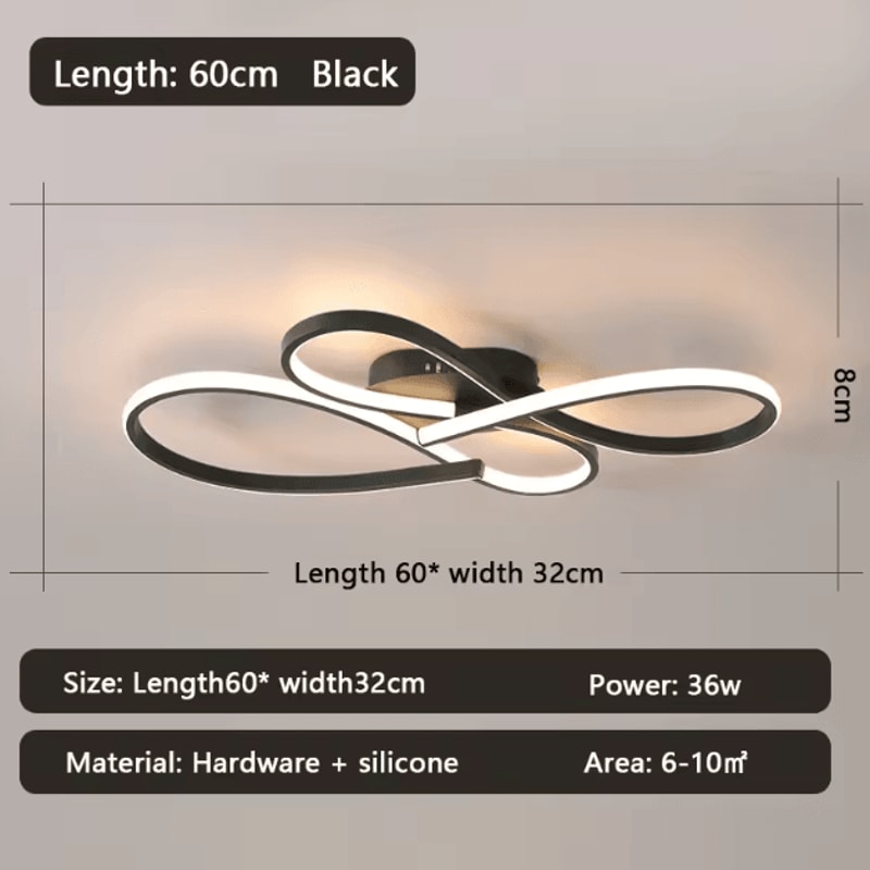 Modern LED Ceiling Light Black Minimalist Flush Mount Chandelier 3