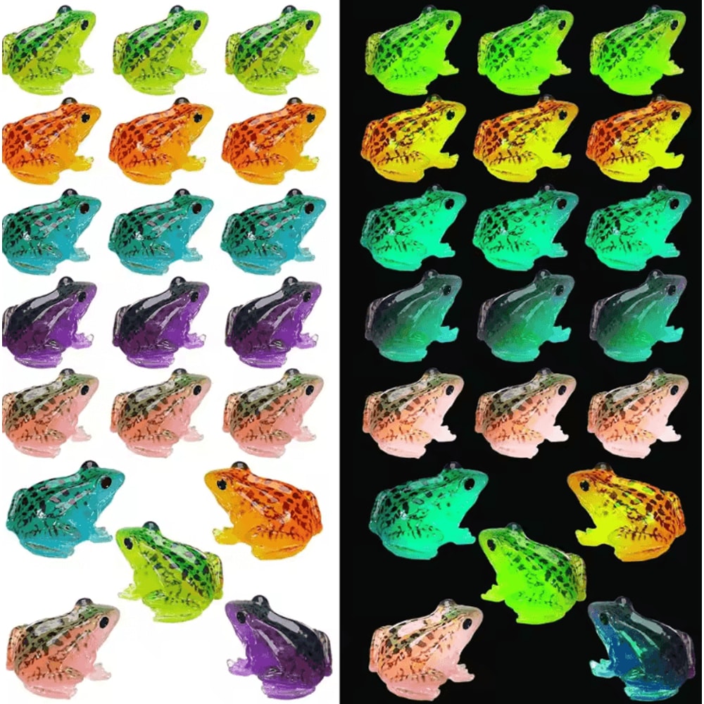 GlowintheDark Mini Frog Figurines Luminous Resin Set For Terrariums DIY Decor 0