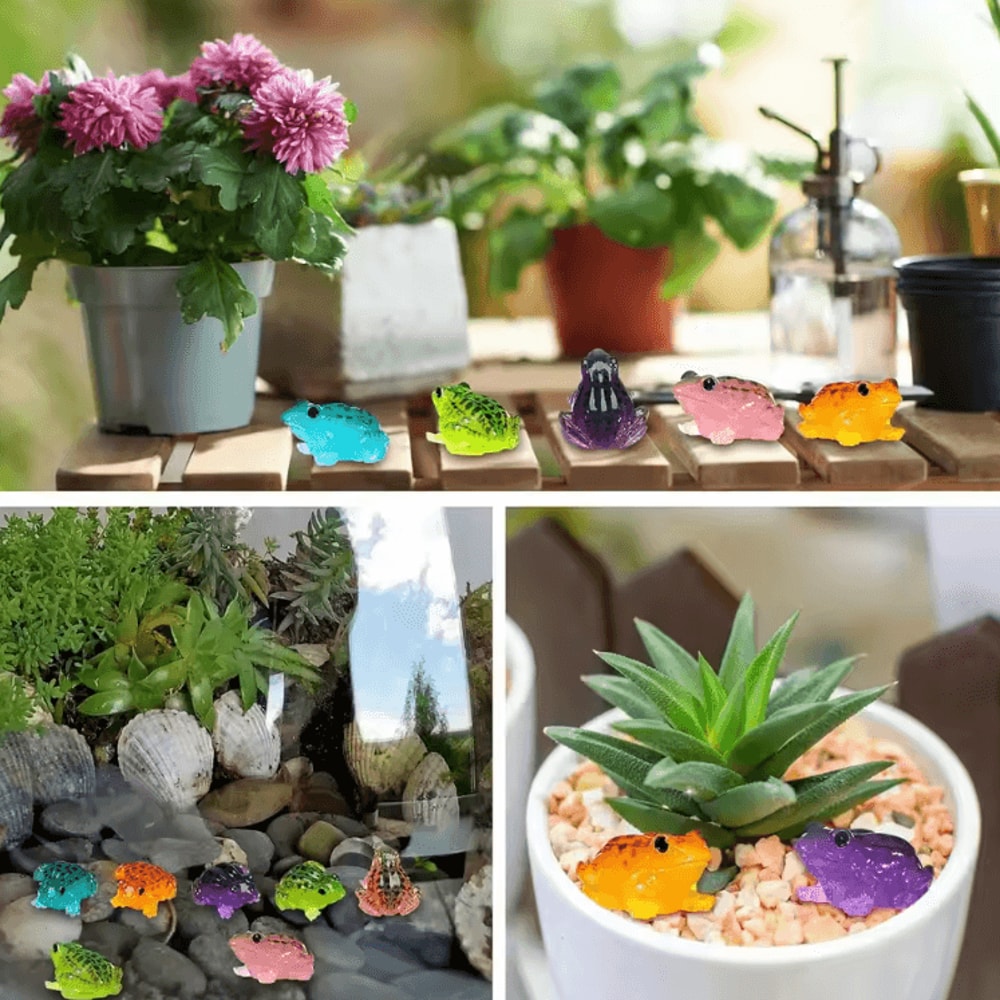 GlowintheDark Mini Frog Figurines Luminous Resin Set For Terrariums DIY Decor 2