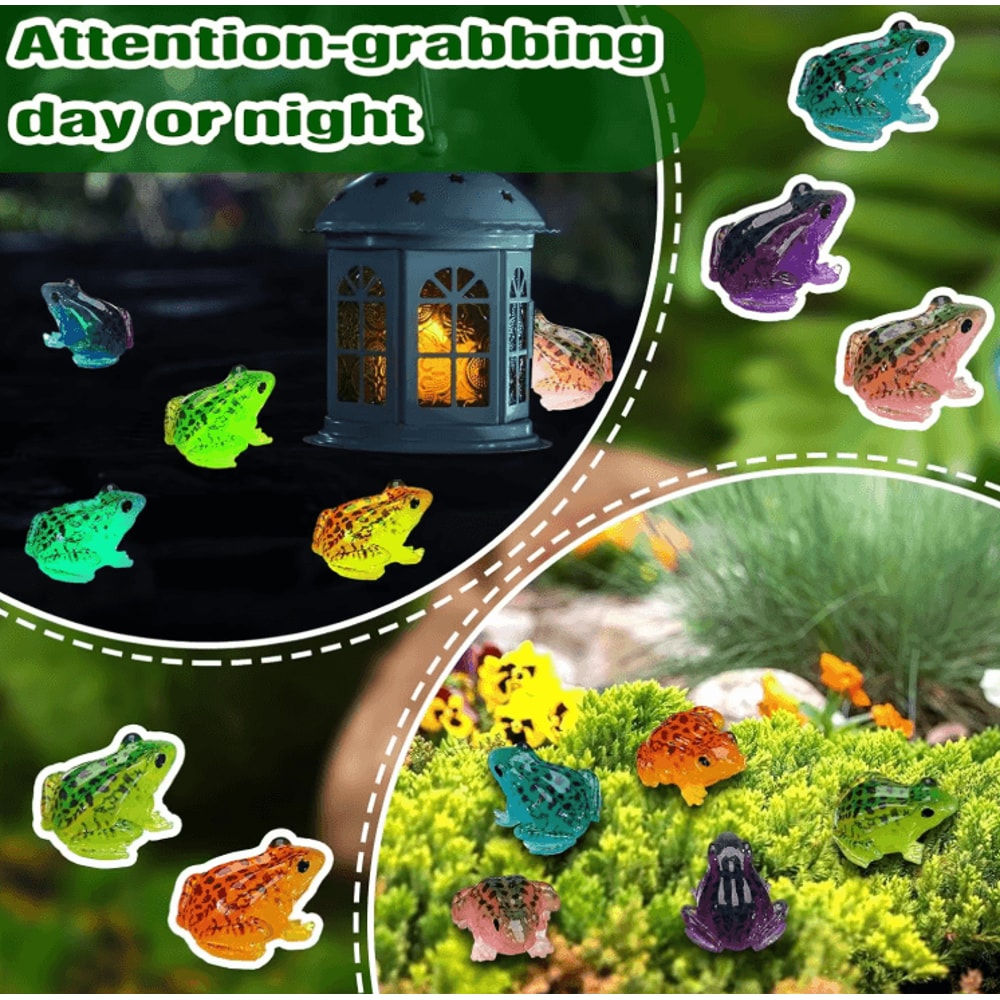 GlowintheDark Mini Frog Figurines Luminous Resin Set For Terrariums DIY Decor 3