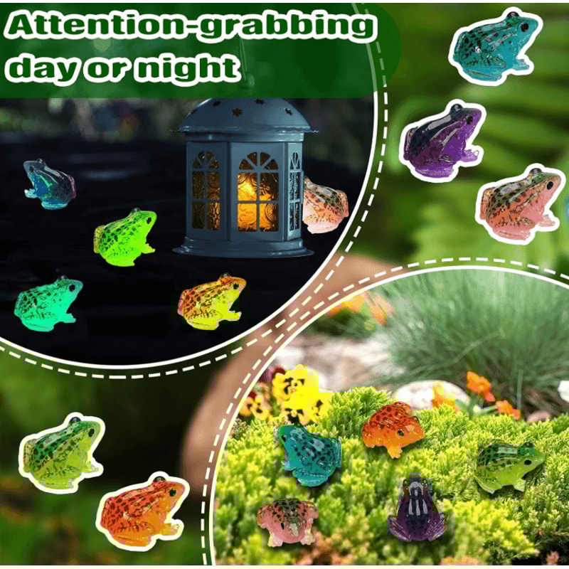 GlowintheDark Mini Frog Figurines Luminous Resin Set For Terrariums DIY Decor 3
