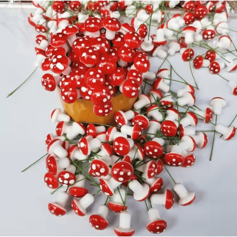 Mini Artificial Mushroom Set Foam Fairy Garden Decor For DIY Terrariums Crafts 2