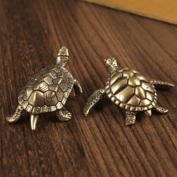 vintage copper feng shui turtle statue mini brass tortoise desk ornament