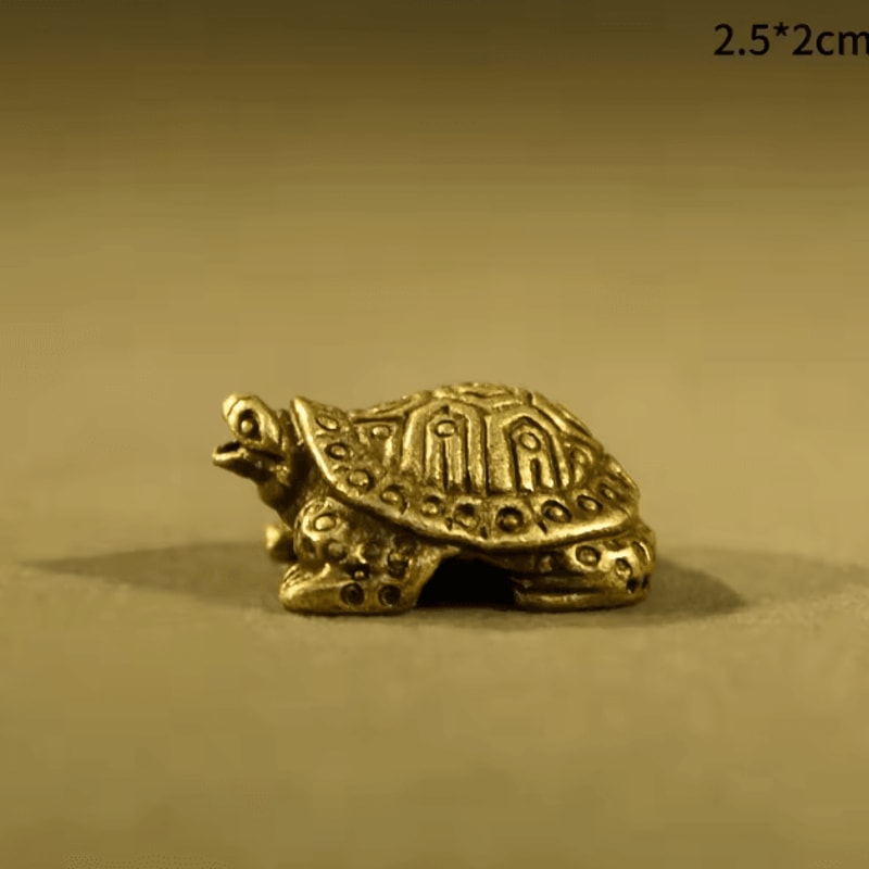 Vintage Copper Feng Shui Turtle Statue Mini Brass Tortoise Desk Ornament 4