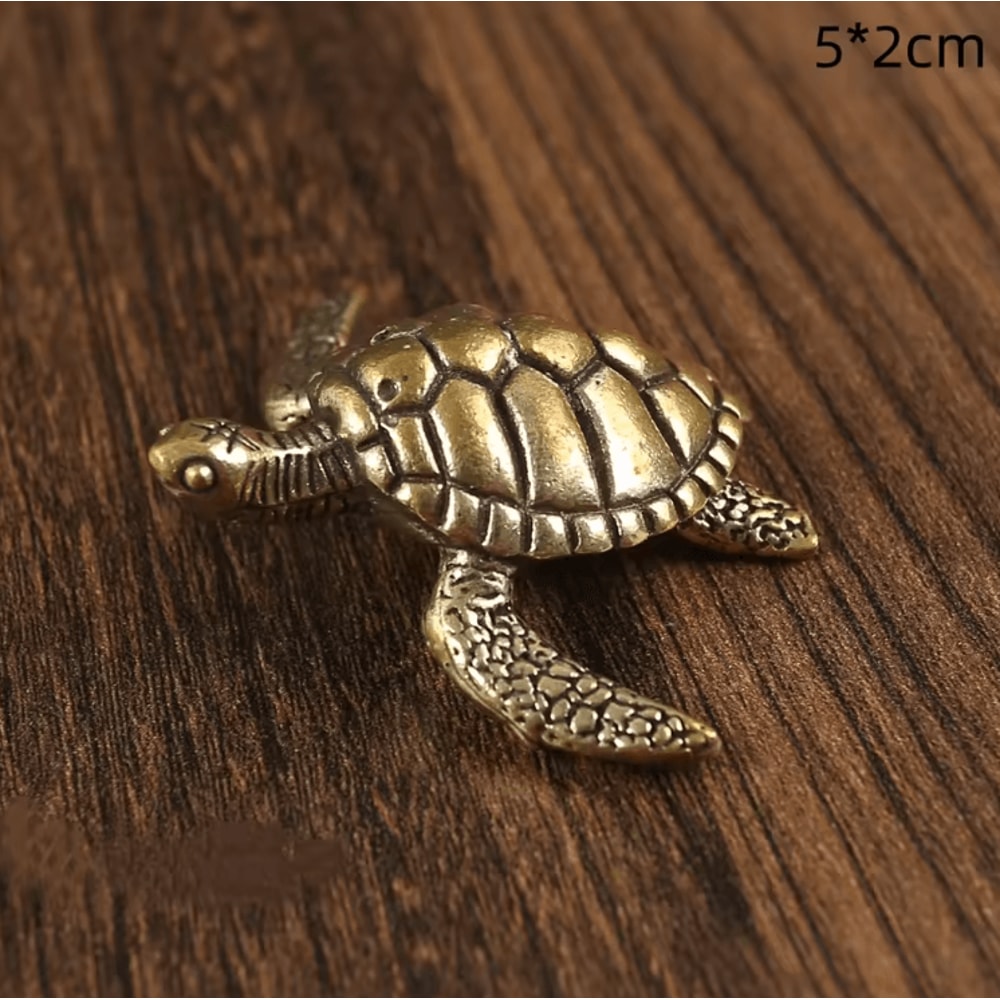 Vintage Copper Feng Shui Turtle Statue Mini Brass Tortoise Desk Ornament 5