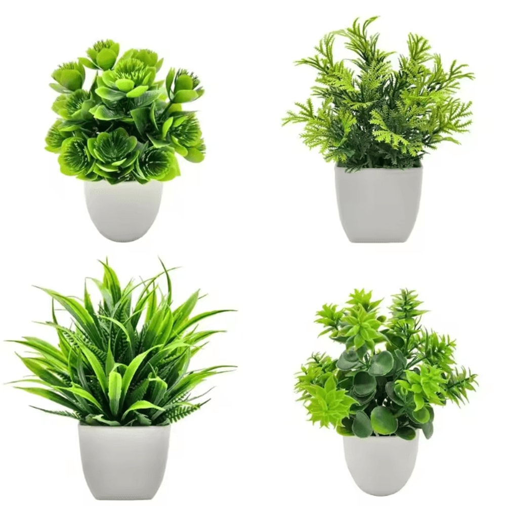 Mini Artificial Potted Flower Bonsai Realistic Fake Plant Decor For Home Desk 0