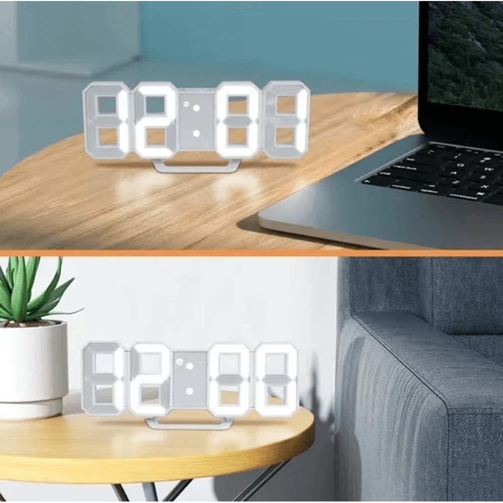 3D LED Digital Wall Clock With Alarm Time Date Temperature Display For Home Office 1