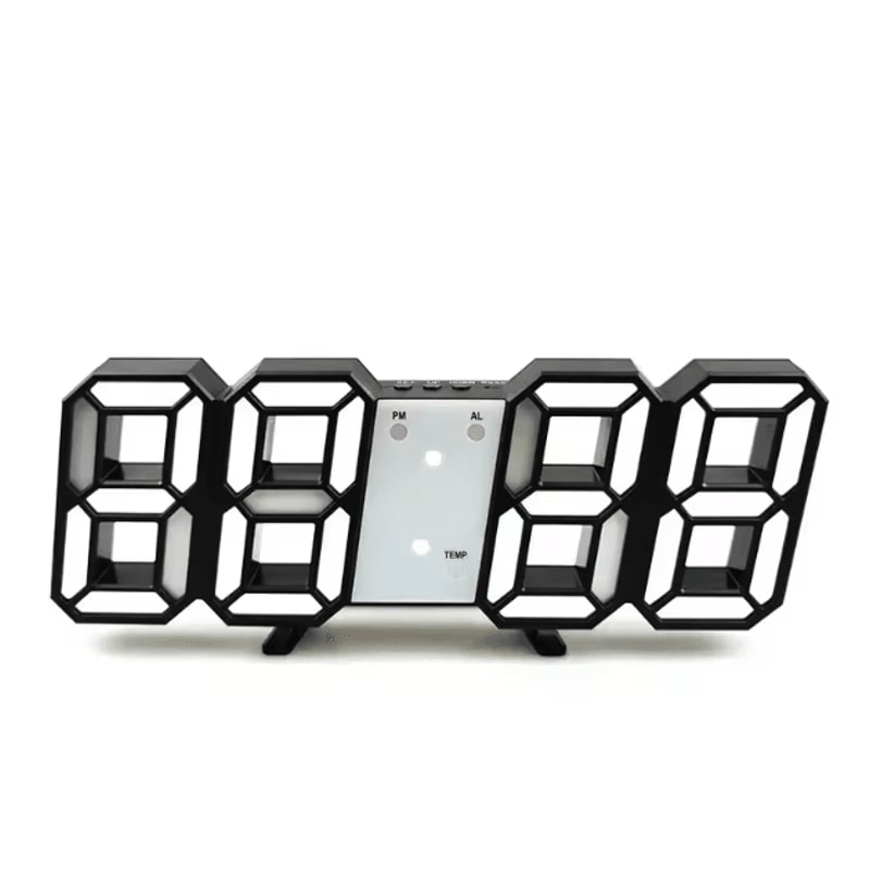 3D LED Digital Wall Clock With Alarm Time Date Temperature Display For Home Office 2