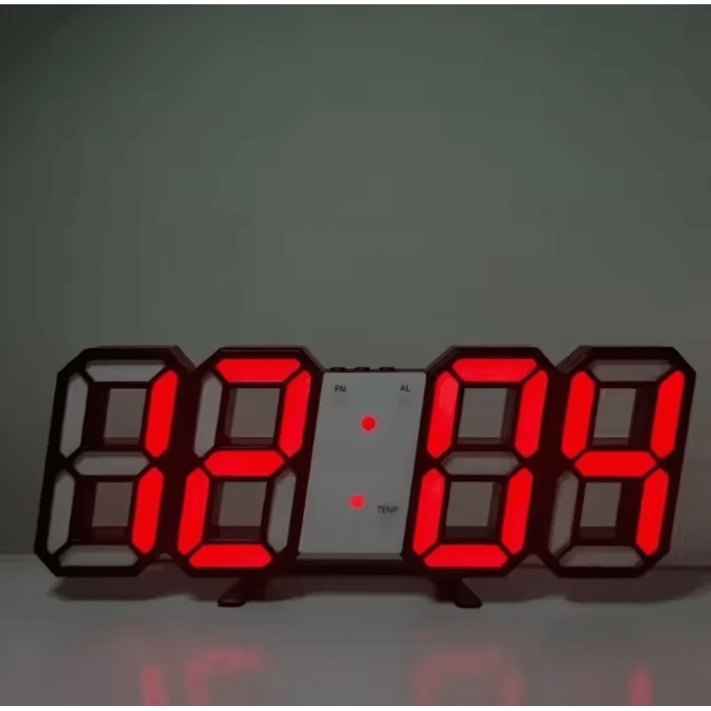 3D LED Digital Wall Clock With Alarm Time Date Temperature Display For Home Office 7