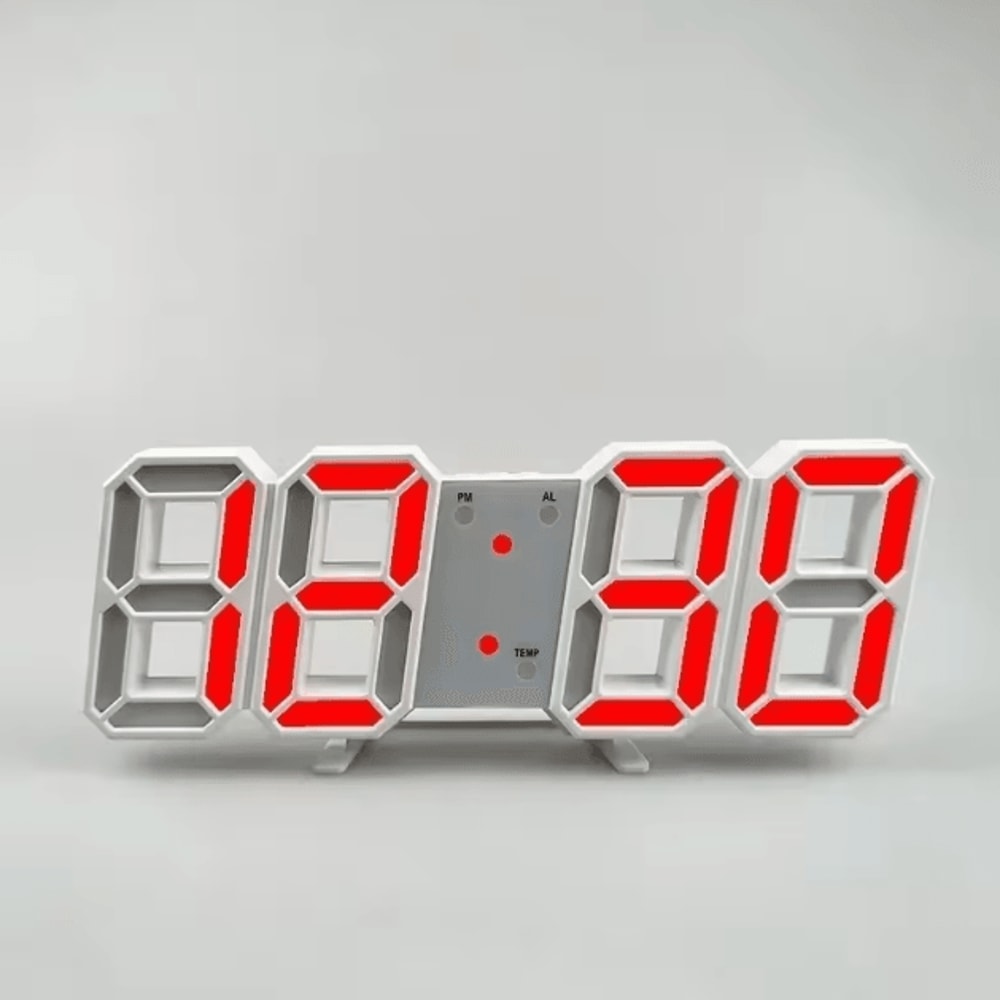 3D LED Digital Wall Clock With Alarm Time Date Temperature Display For Home Office 9