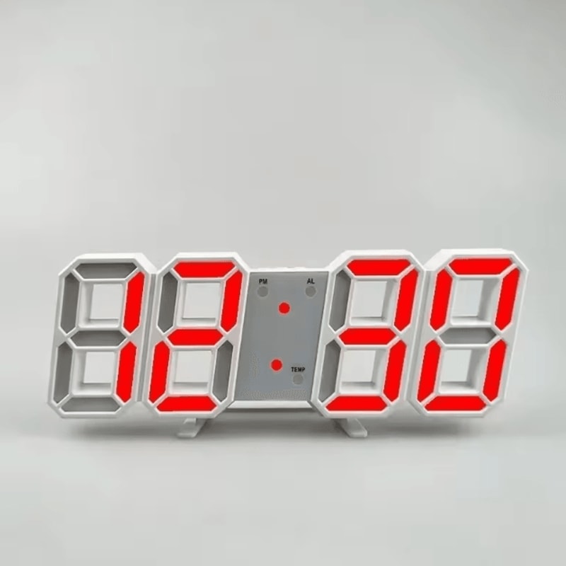 3D LED Digital Wall Clock With Alarm Time Date Temperature Display For Home Office 9