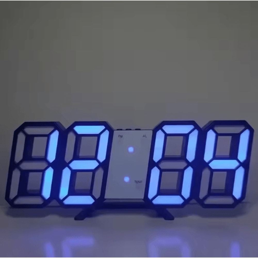 3D LED Digital Wall Clock With Alarm Time Date Temperature Display For Home Office 8