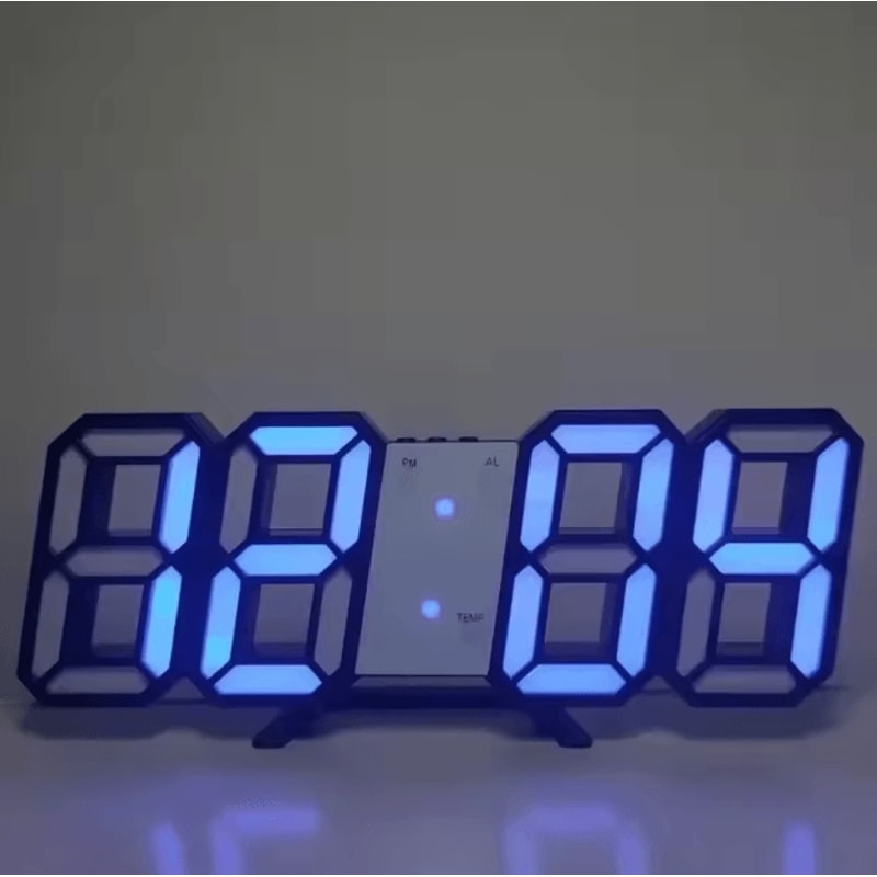 3D LED Digital Wall Clock With Alarm Time Date Temperature Display For Home Office 8