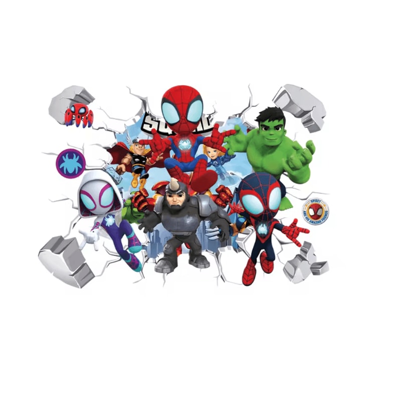 Cute Spiderman Wall Stickers Removable Superhero PVC Decals For Kids Room Decor 3