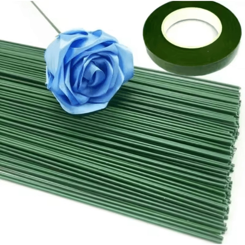 Artificial Flower Stems Bendable Iron Wire Set With Floral Tape For DIY Crafts Wedding Decor 1