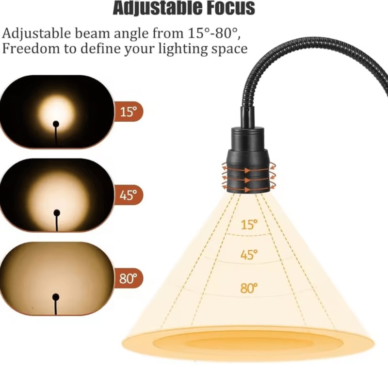 Zoomable LED Clip Reading Light USB Flexible Gooseneck Book Lamp For Bed Study 1