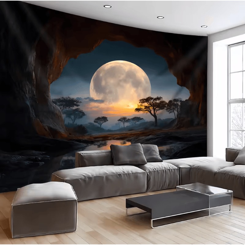 Tranquil Moon Forest Tapestry Aesthetic Wall Hanging For Bedroom Living Room 3