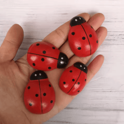 mini wooden ladybug decor cute fairy garden diy craft accessories
